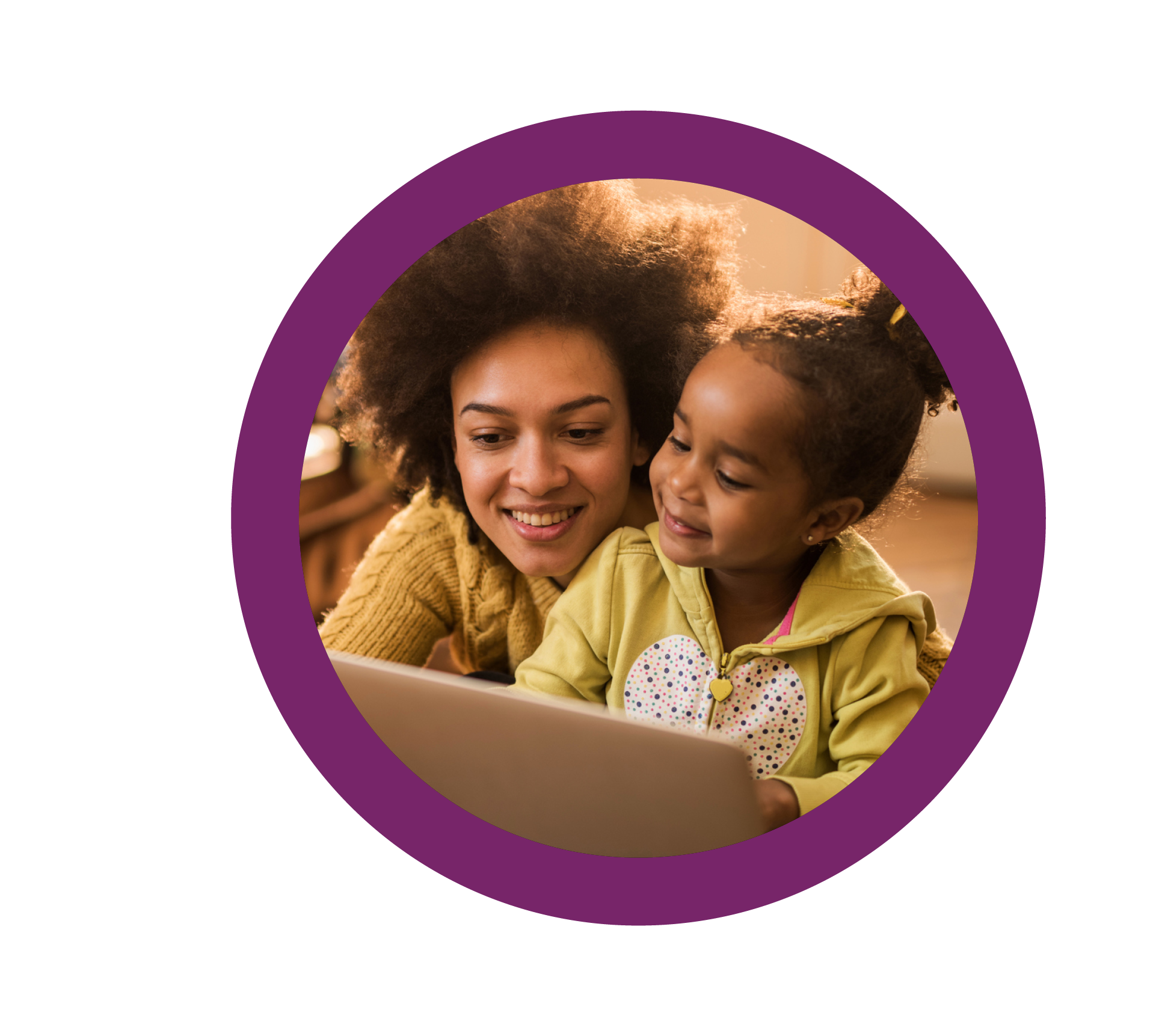 mother and young daughter using a computer