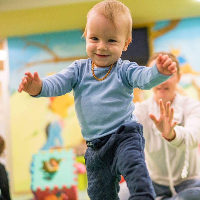 baby takes his first steps