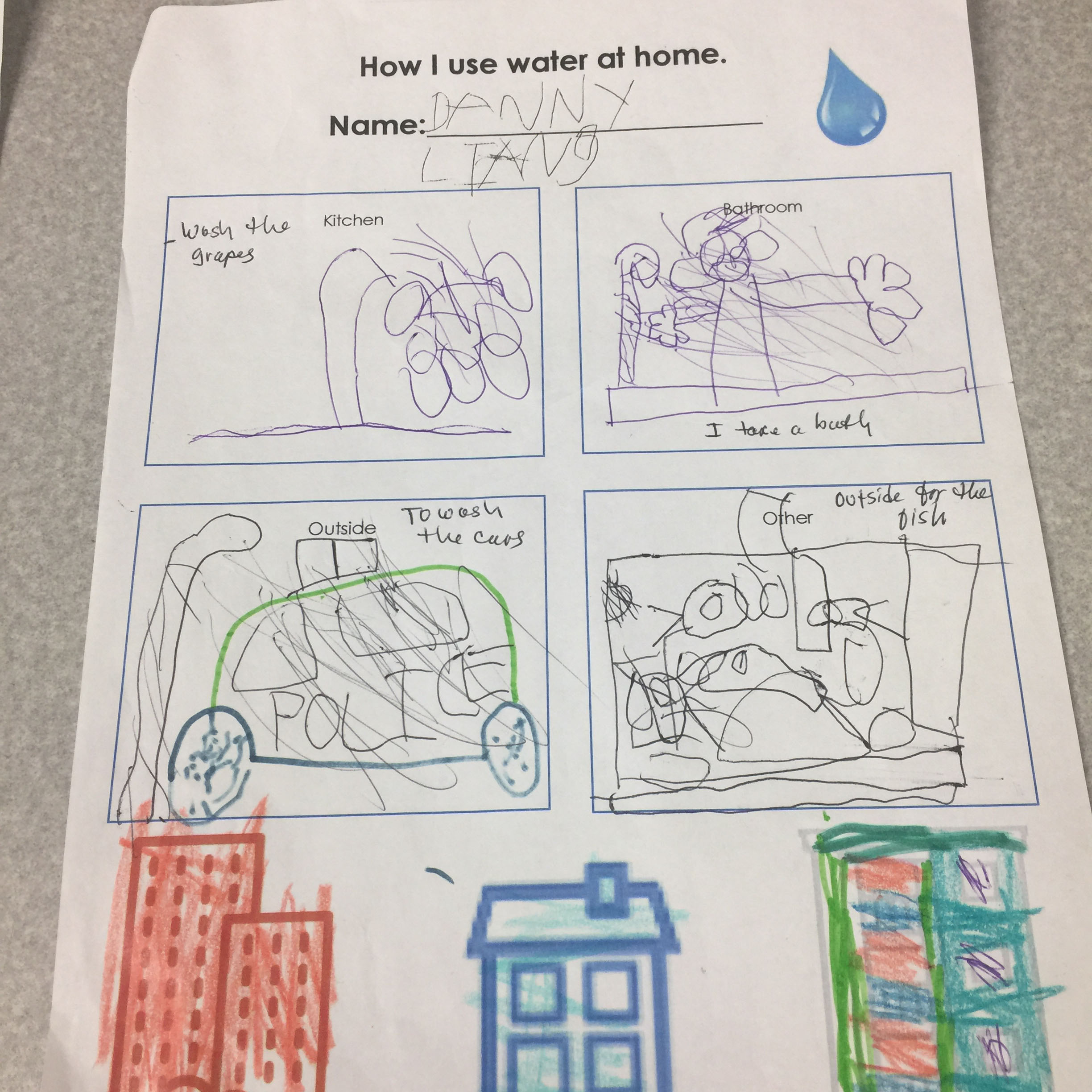 Children in Lucy's class make and compare drawings of their homes.