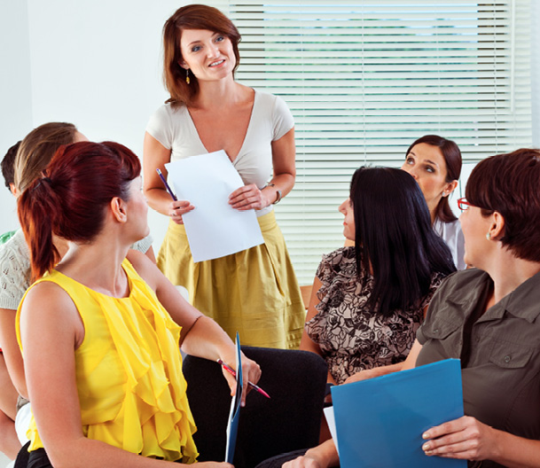 Teachers take part in a professional development class.