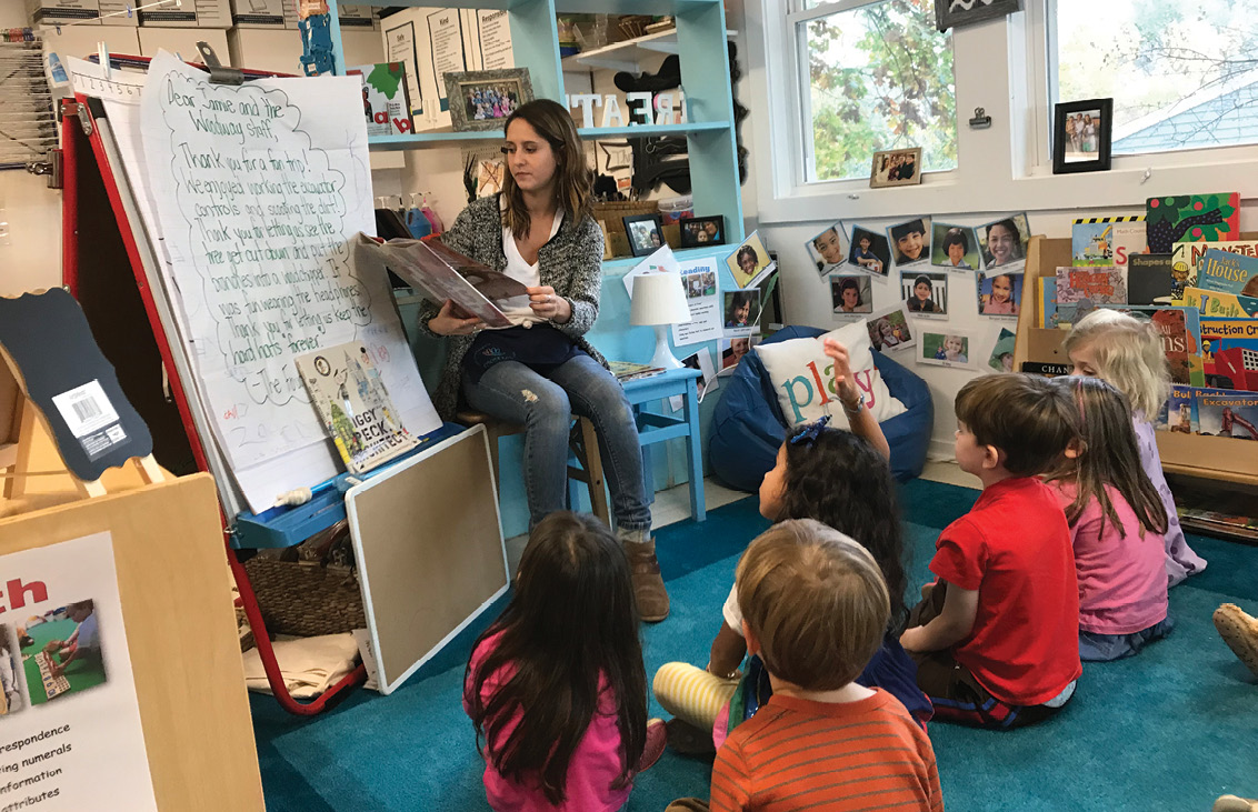 Classroom sitting in a circle during storytime