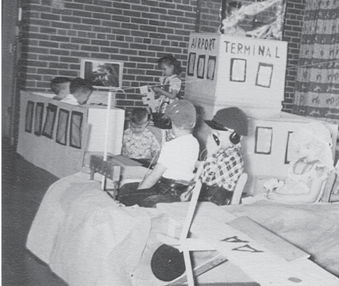 Children constructed their own airport terminal.