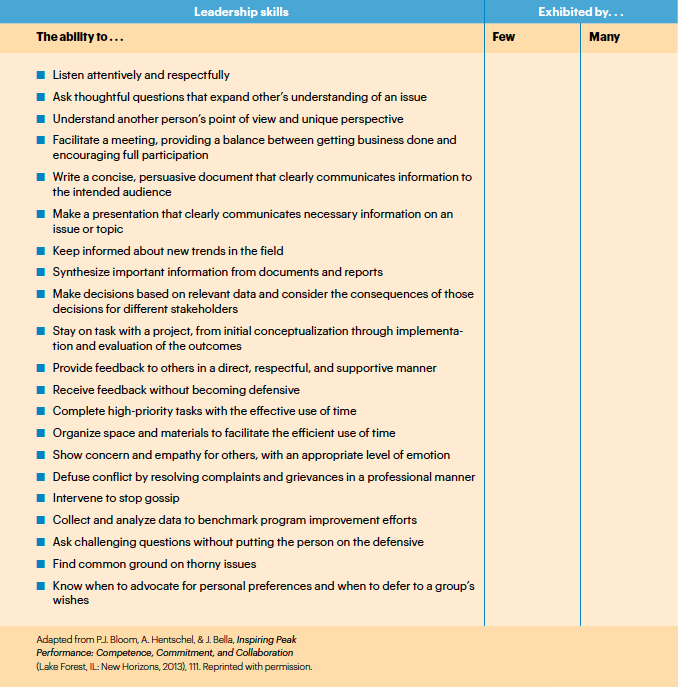 Leadership, adequate staffing and material resources, and