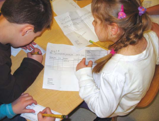 Children practicing writing