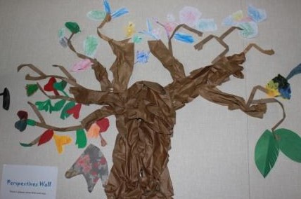 A class tree adorns Draguicevich's Perspectives Wall.