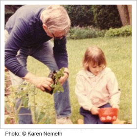 Grandfather playing with granddaughter