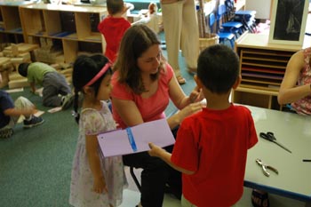 Teacher spends time in school with kindergartner