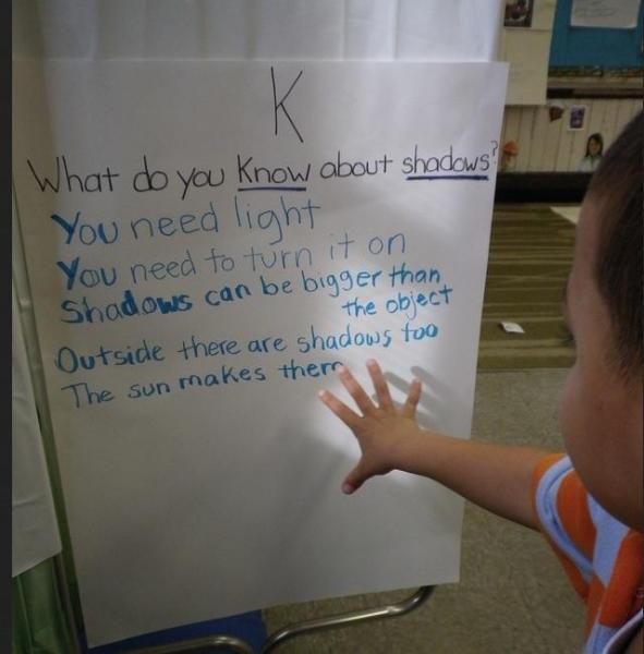 Child learning about shadows