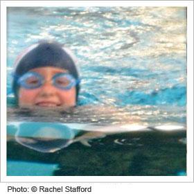 Child swimming in pool