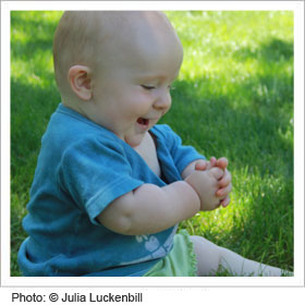 Young infant laughing