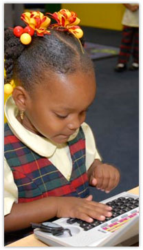 Young girl playing with technology