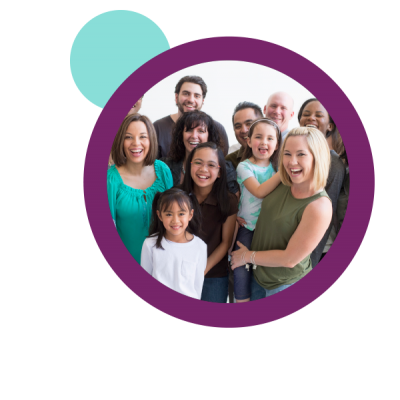 group of adults and children smile