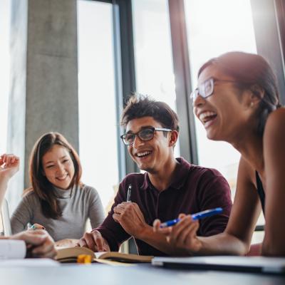 Three young professionals collaborating