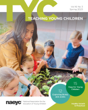 The cover of the publication, Teaching Young Children, Spring 2023