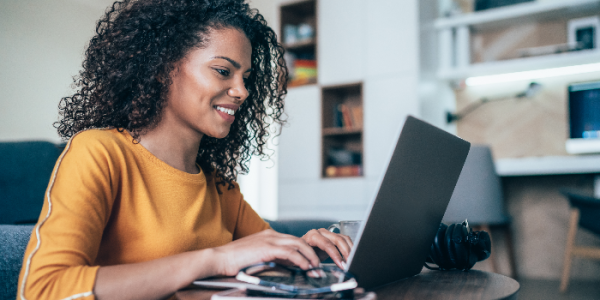 a woman on a computer