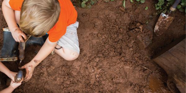 Children playing in mud