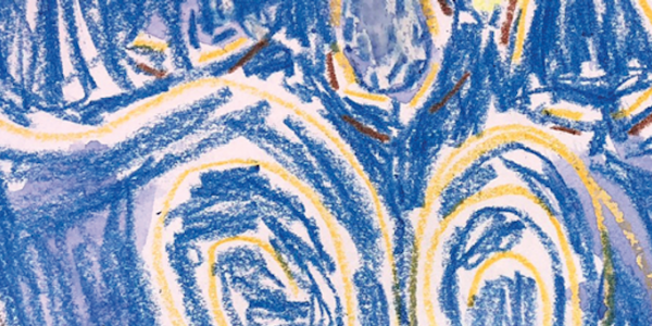 Child's artwork inspired by van Gogh's Starry Night