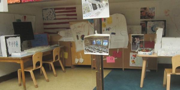 A classroom space children turned into a command center