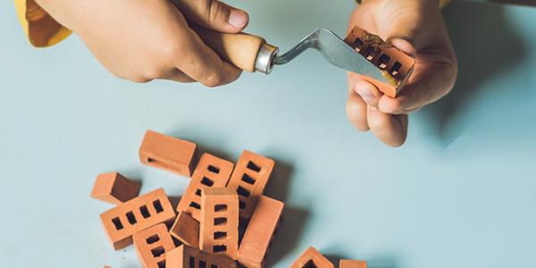 child playing with blocks