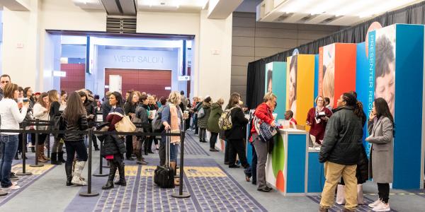 Attendees gather to register for the 2018 NAEYC Annual Conference in Washington, DC.