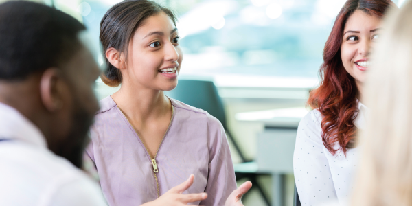 young professionals talking to each other