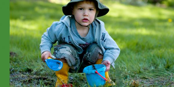 Boy playing outdoors