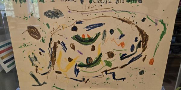 Photo of a child's drawing of an octopus