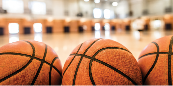 Basketballs in a gym