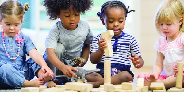 Children playing with blocks.