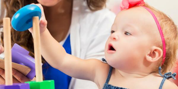 A infant learning about sorting