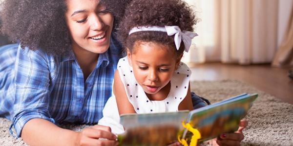 Mother and daughter reading