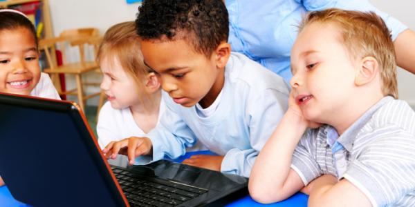 Children working on a computer