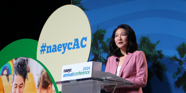 naeyc ceo michelle kang speaking at conference