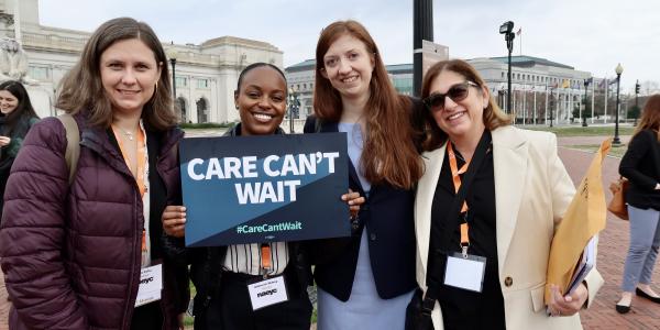 Educators at a rally for Public Policy Forum