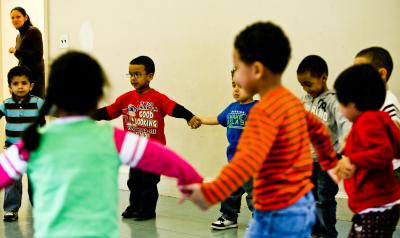 Children holding hands in a circle