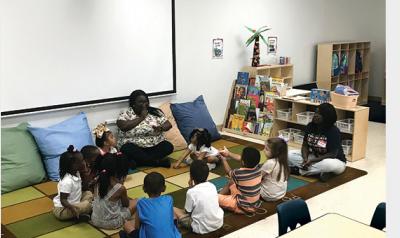 Teacher and students during circle time