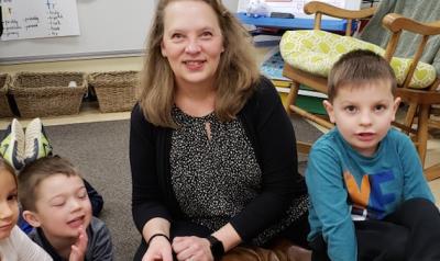 Margaret Stobbs and students