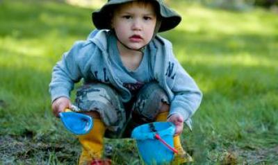 Boy playing outside