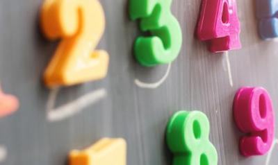 magnetic numbers on a chalkboard