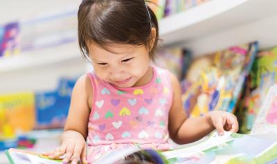 A child reading a book.