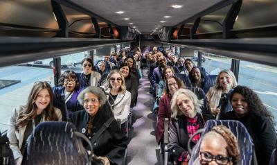 PPF participants on the shuttle to the hill