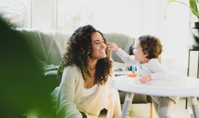 Mother and child playing together