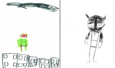 Child illustration of superheroes