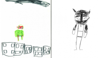 Child illustration of superheroes