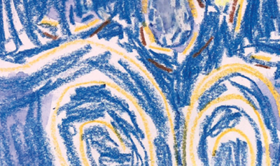 Child's artwork inspired by van Gogh's Starry Night