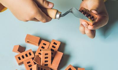 child playing with blocks