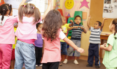 a group of dancing children