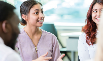 young professionals talking to each other