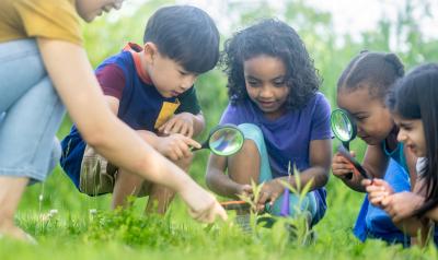 Image of children observing nature