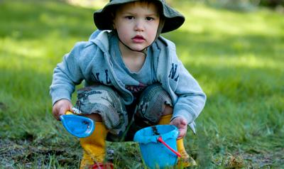 Boy playing outdoors